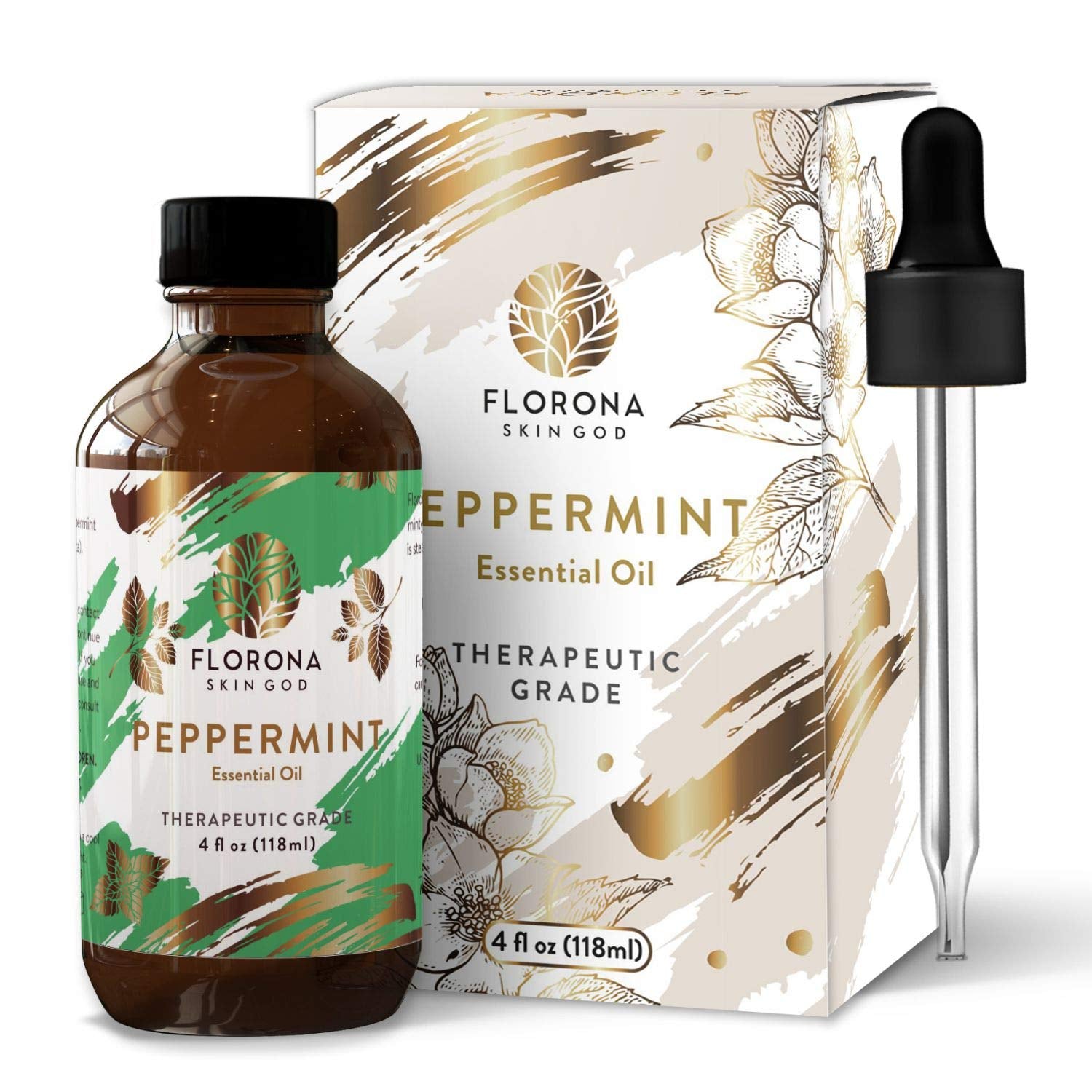 Peppermint Essential Oil 100% Pure & Natural - 4 Fl Oz, Hair & Skin Care, Diffuser Aromatherapy, Soap Making, Candle Making