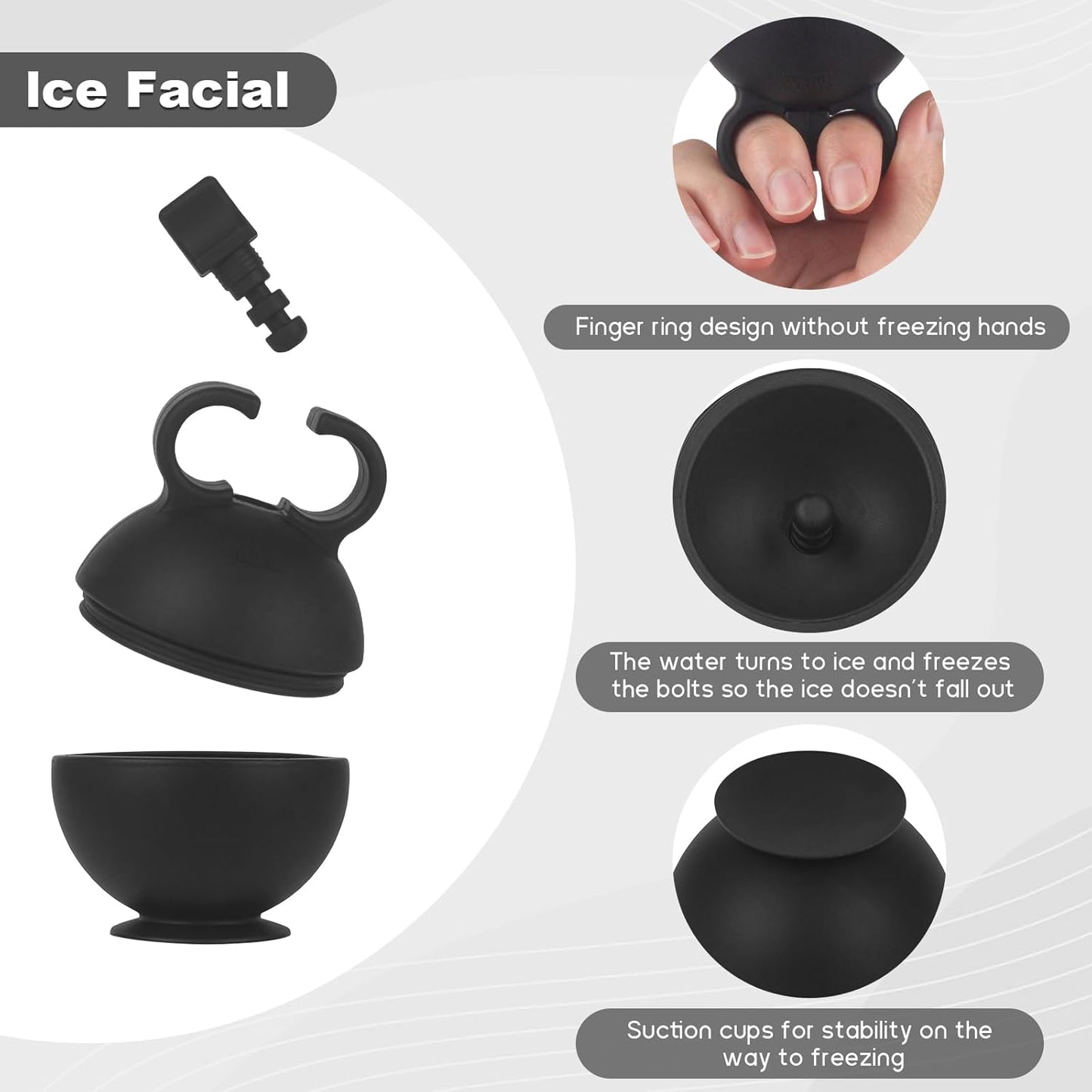 2 Pack Ice Roller for Face Ice Cube Roller Tool for Neck and Body, Face Ice Mold Beauty Gifts (Black Black)