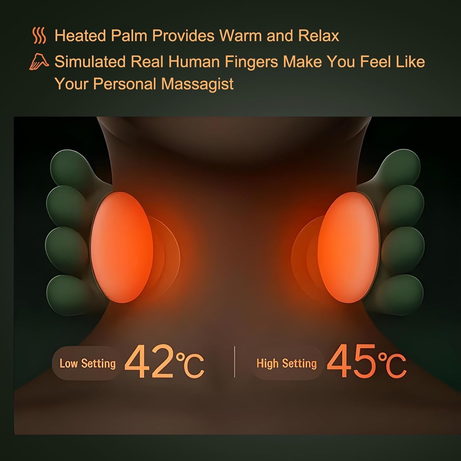 Neck Massager, Shiatsu Neck and Back Massager with Heat, 4D Kneading Simulated Human Hand Design Electric Deep Tissue Massage, Portable Body Massager for Shoulder, Pain Relief & Muscle Relax