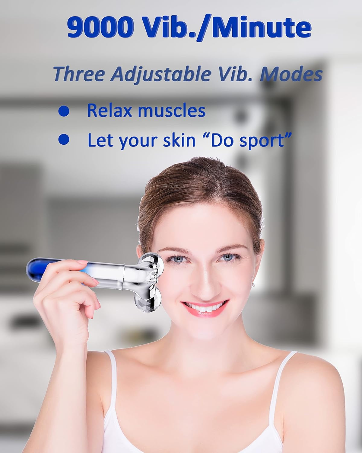 Microcurrent Face Massager Roller, 5D Microcurrent Facial Device Facial Massager Beauty Skin Care Tool for Face Eye Neck, Gift for Women