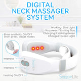 Smart Neck Massager with Heat - Cordless Rechargeable Trigger Point Deep Tissue Portable Neck Massager W/ Heat Vibration, for Men & Women -  SLNKMSG120, White