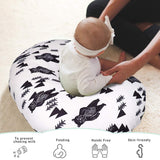 Bear Nursing Pillow Cover, Breastfeeding Pillow Slipcover for Baby Boys & Girls, Nursing Pillow Case for Newborn, Soft Fabric Fits Snug on Infant, Washable & Breathable, Black & White Animal