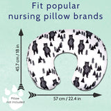 Bear Nursing Pillow Cover, Breastfeeding Pillow Slipcover for Baby Boys & Girls, Nursing Pillow Case for Newborn, Soft Fabric Fits Snug on Infant, Washable & Breathable, Black & White Animal