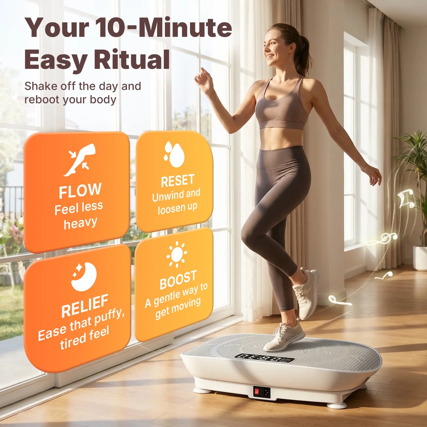 Merach Vibration Plate Exercise Machine, Compact Design with Lymphatic Drainage, High Frequency for Low Impact Full Body Workout, 400Lbs Capacity for Home Gym Workout Equipment Summervibes