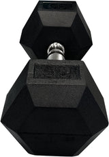 Set of 2 Hex Rubber Dumbbell with Metal Handles, Pair of 2 Heavy Dumbbells (35 Lb)
