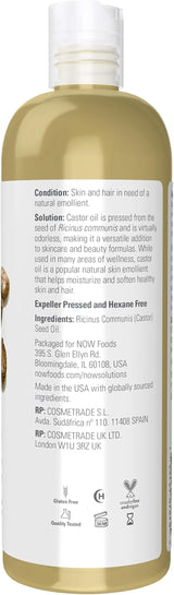 Solutions, Castor Oil, 100% Pure Versatile Skin Care, Multi-Purpose Skin Softener, 16-Ounce