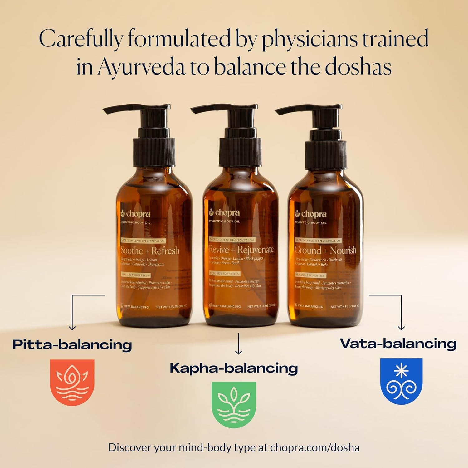 Ayurvedic Body Oil Trio | Sacred Intention (Sankalpa) | Healing Properties to Alleviate Dry Skin & Ground a Busy Mind