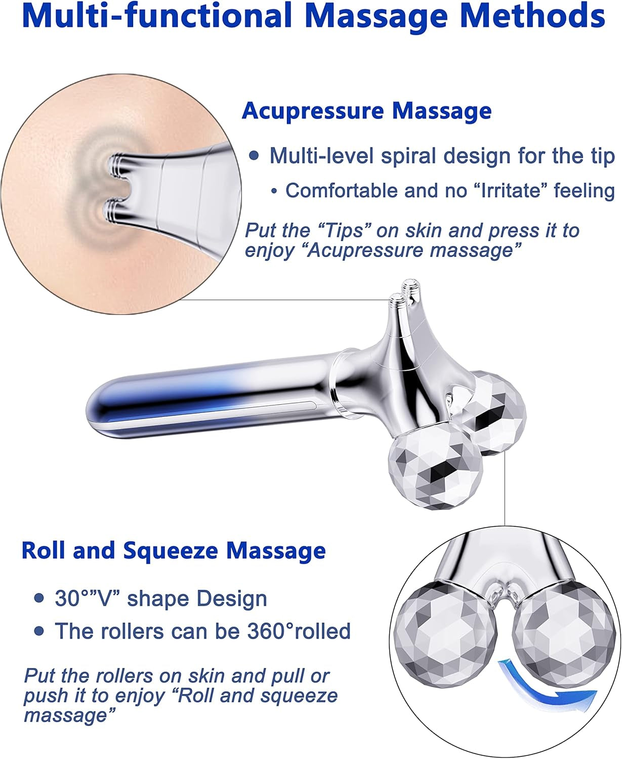 Microcurrent Face Massager Roller, 5D Microcurrent Facial Device Facial Massager Beauty Skin Care Tool for Face Eye Neck, Gift for Women