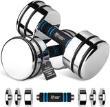 Steel Dumbbells Ultracompact & Adjustable Chrome Dumbbell with Foam Handles 5Lb 10Lb 15Lb 20Lb 30Lb 50Lb Home Gym Workout (Choice of Size)