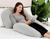 Pregnancy Pillow for Sleeping, Maternity Pillow with Jersey Cotton Cover,C Shaped Body Pillow for Pregnant (Natural Gray)