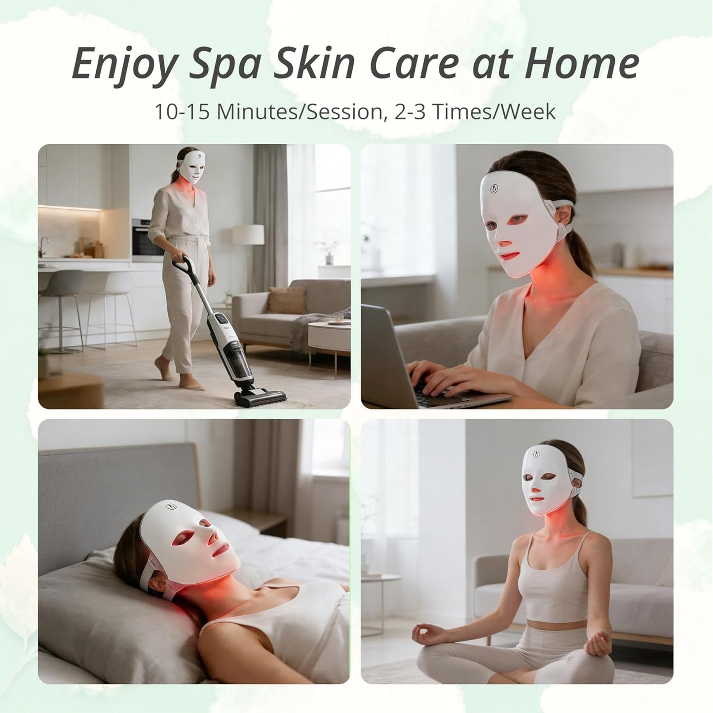 Red Light Mask for Face, 7-In-1 Colors Red Light Face Mask with USB-C Rechargeable, Cordless & Portable for at Home & Travel