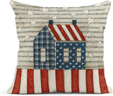 Set of 4 Linen Throw Pillow Covers Day 4Th of July Independence Decorative Pillow Cases Home Decor Square 18X18 Inches Pillowcases