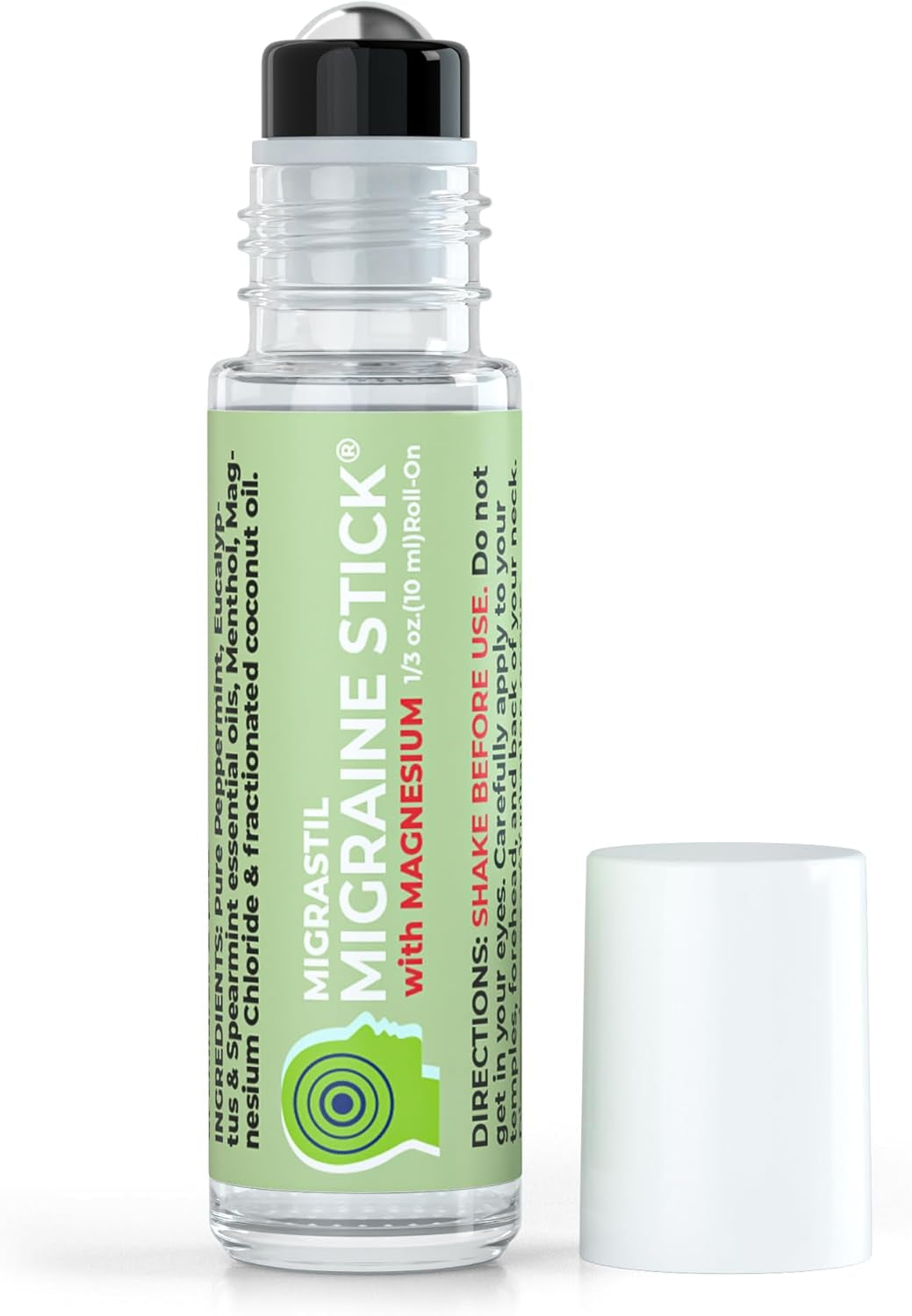 Migraine Stick with Magnesium Cooling Peppermint Eucalyptus Essential Oil Topical Magnesium for Headache Support. Made in the USA 10 Ml 2-Pack