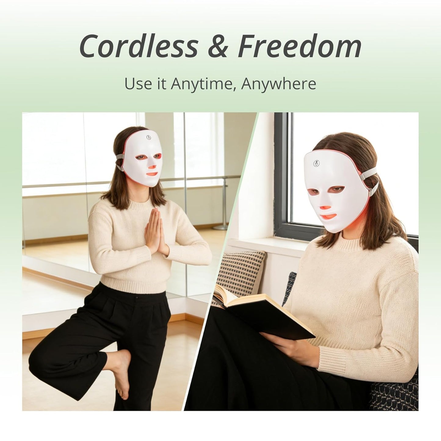Red Light Mask for Face, 7-In-1 Colors Red Light Face Mask with USB-C Rechargeable, Cordless & Portable for at Home & Travel