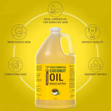 Pure Fractionated Coconut Oil - 1 Gallon - Non-Gmo, 100% Natural, Lightweight Massage Oil for Therapy on Skin, Hair, More - Perfect Bulk Carrier Oil for Essential Oils (128 Fl Oz)