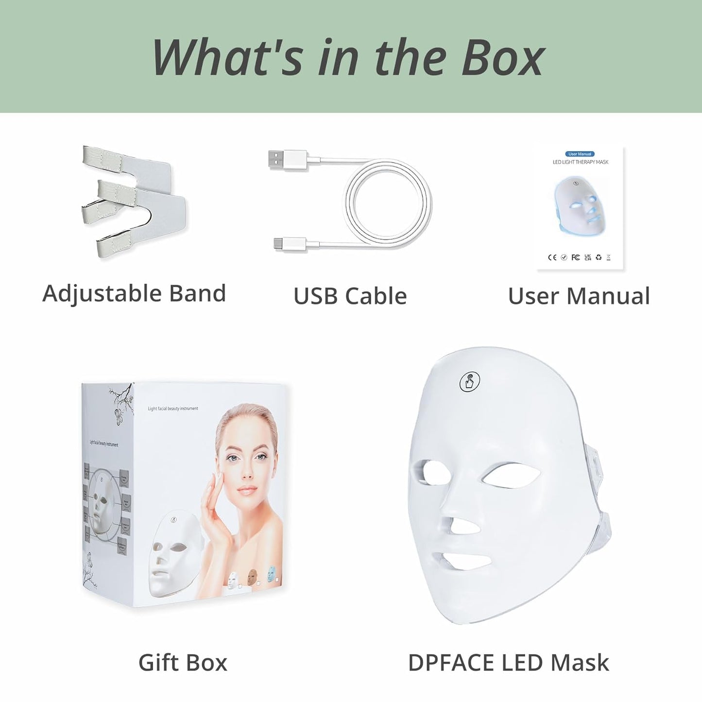 Red Light Mask for Face, 7-In-1 Colors Red Light Face Mask with USB-C Rechargeable, Cordless & Portable for at Home & Travel