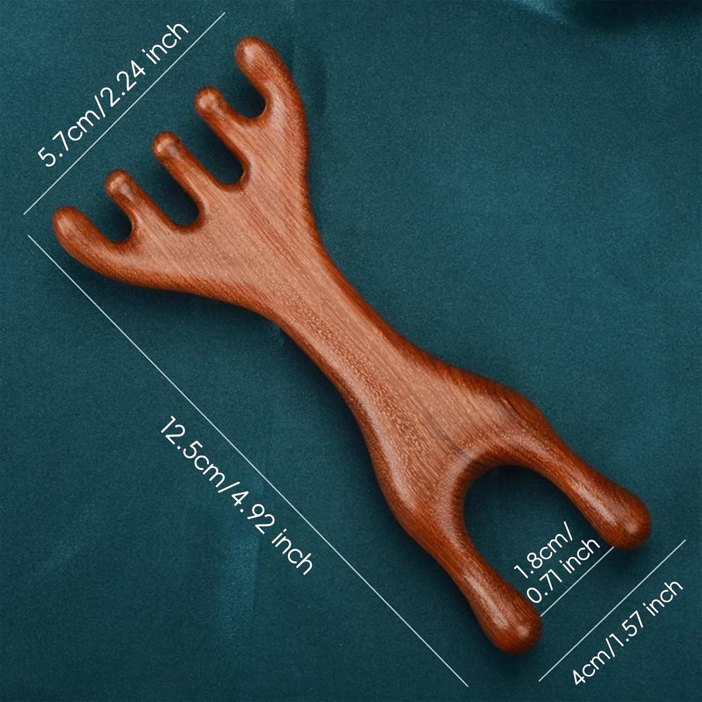 Manual Scalp Massager - Sandalwood Massager Tool for Scalp, Eye, Facial, Neck, Shoulder - Five Claw Gua Sha Comb for Men Women