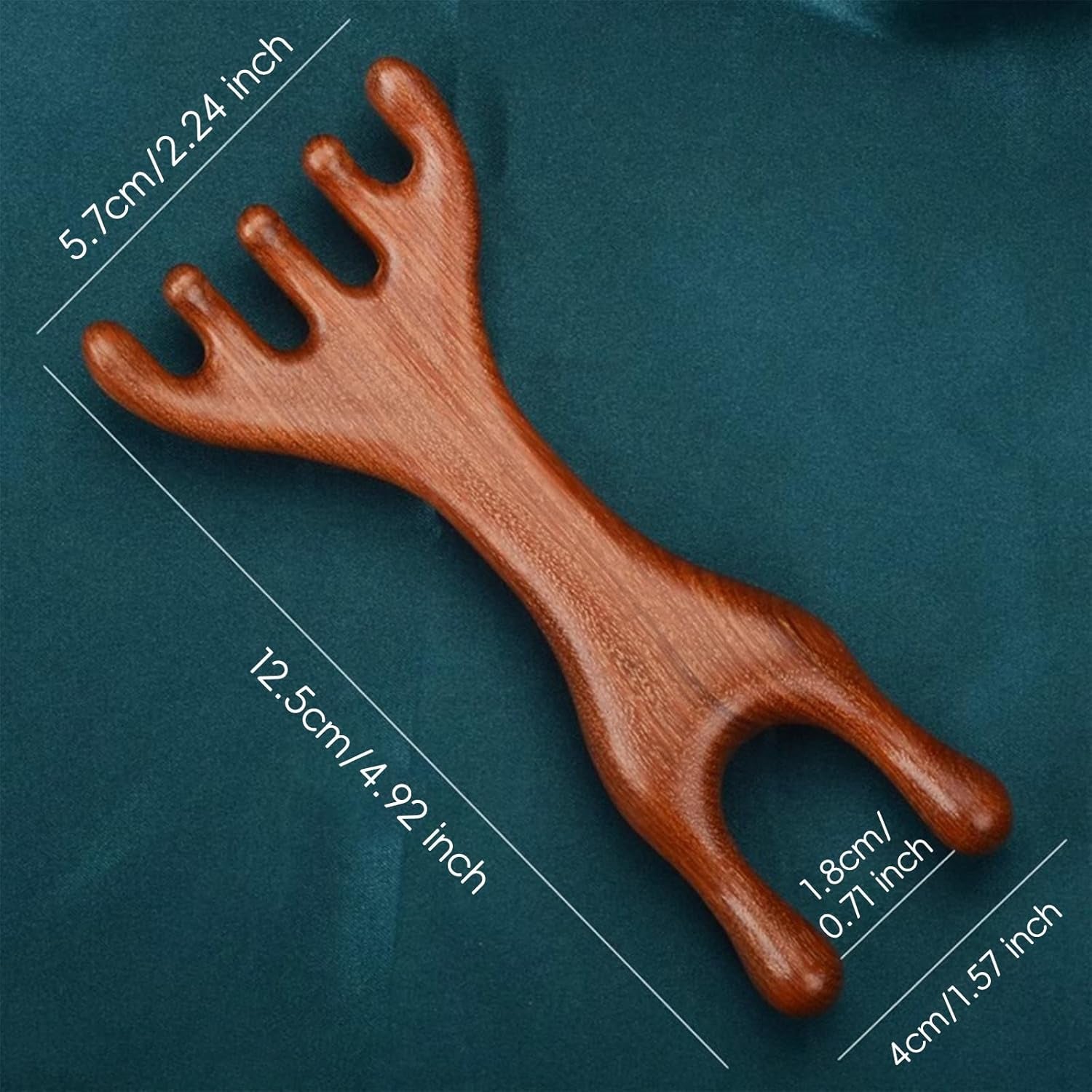 Manual Scalp Massager - Sandalwood Massager Tool for Scalp, Eye, Facial, Neck, Shoulder - Five Claw Gua Sha Comb for Men Women