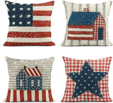 Set of 4 Linen Throw Pillow Covers Day 4Th of July Independence Decorative Pillow Cases Home Decor Square 18X18 Inches Pillowcases