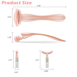 Jade Facial Roller, Jade Face Roller Massager with 3 Interchangeable Heads for Women Routine Skin Care, Reduce Puffiness Wrinkling Rejuvenate Skin (Pink Roller + Rose Gold)