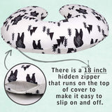 Bear Nursing Pillow Cover, Breastfeeding Pillow Slipcover for Baby Boys & Girls, Nursing Pillow Case for Newborn, Soft Fabric Fits Snug on Infant, Washable & Breathable, Black & White Animal