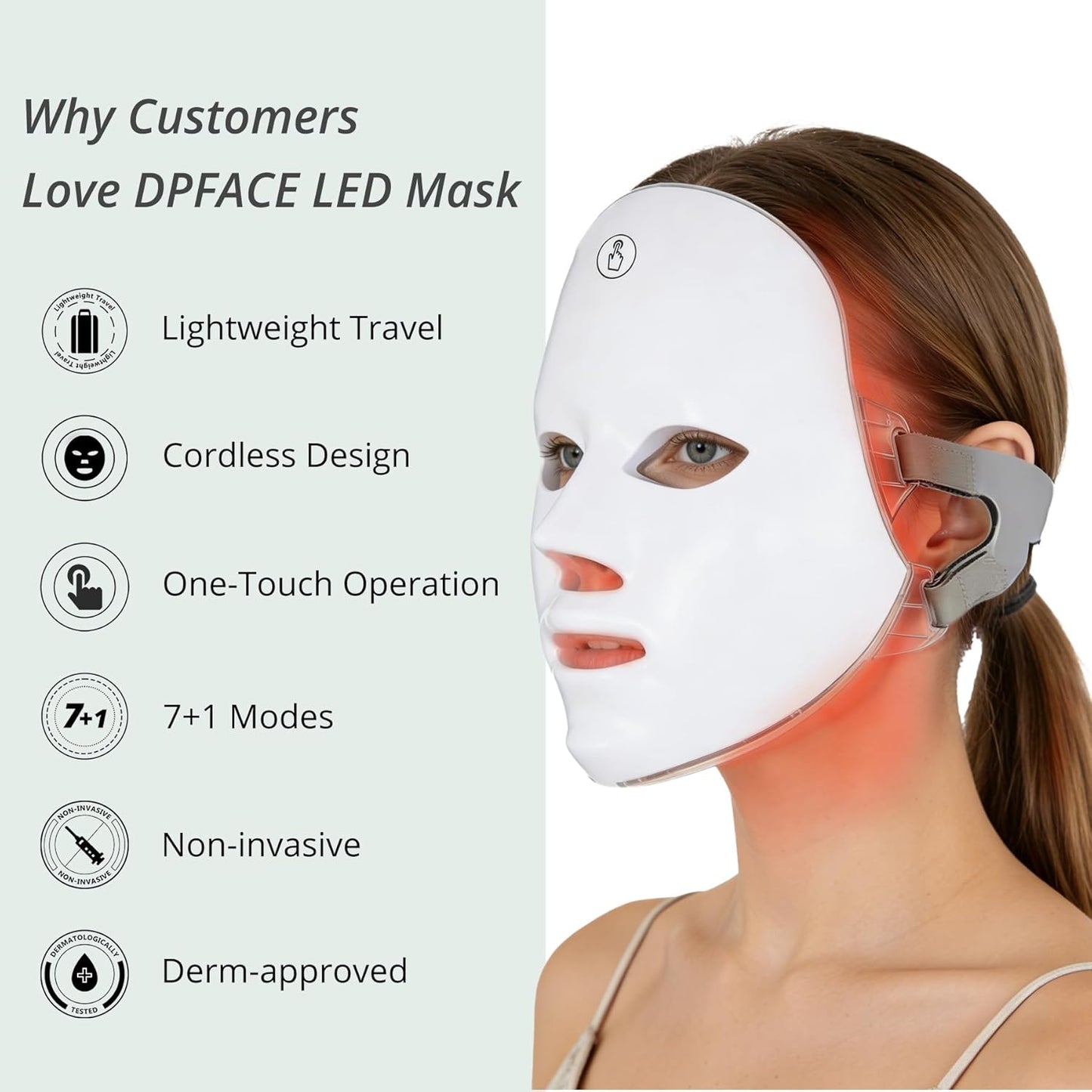 Red Light Mask for Face, 7-In-1 Colors Red Light Face Mask with USB-C Rechargeable, Cordless & Portable for at Home & Travel