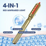 Red Light Therapy Massager Stick, Effective Infrared and near Infrared Light Therapy Treatment Device, Red Light Device for Body, Rolling Massage Stick with Red Light Therapy for Body, Gold
