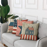 Set of 4 Linen Throw Pillow Covers Day 4Th of July Independence Decorative Pillow Cases Home Decor Square 18X18 Inches Pillowcases