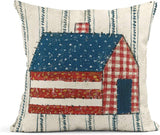 Set of 4 Linen Throw Pillow Covers Day 4Th of July Independence Decorative Pillow Cases Home Decor Square 18X18 Inches Pillowcases
