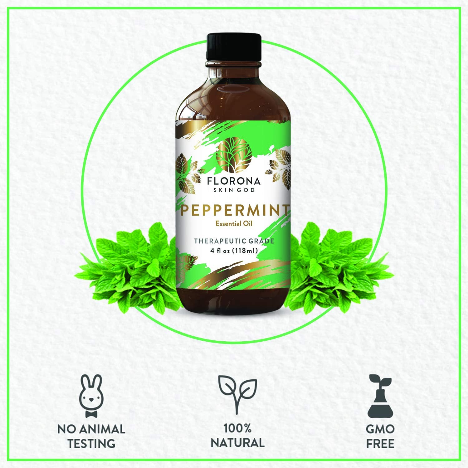 Peppermint Essential Oil 100% Pure & Natural - 4 Fl Oz, Hair & Skin Care, Diffuser Aromatherapy, Soap Making, Candle Making