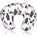 Bear Nursing Pillow Cover, Breastfeeding Pillow Slipcover for Baby Boys & Girls, Nursing Pillow Case for Newborn, Soft Fabric Fits Snug on Infant, Washable & Breathable, Black & White Animal